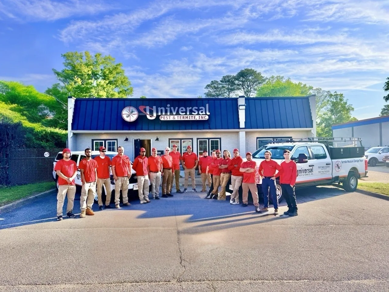 The full family-owned Universal team at our Hampton Roads headquarters — the crew behind air filter replacement in lake smith, va