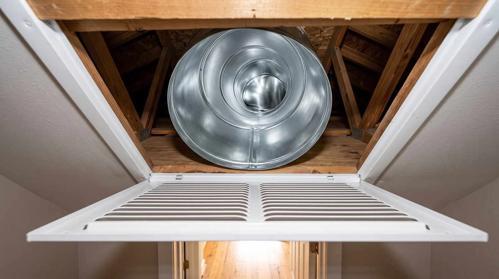 After photo showing a clean interior inside a Chesapeake air duct line after cleaning and sanitizing