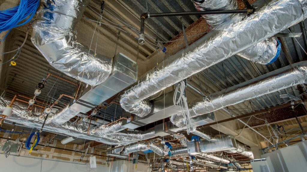 a commercial air duct in office buildings
